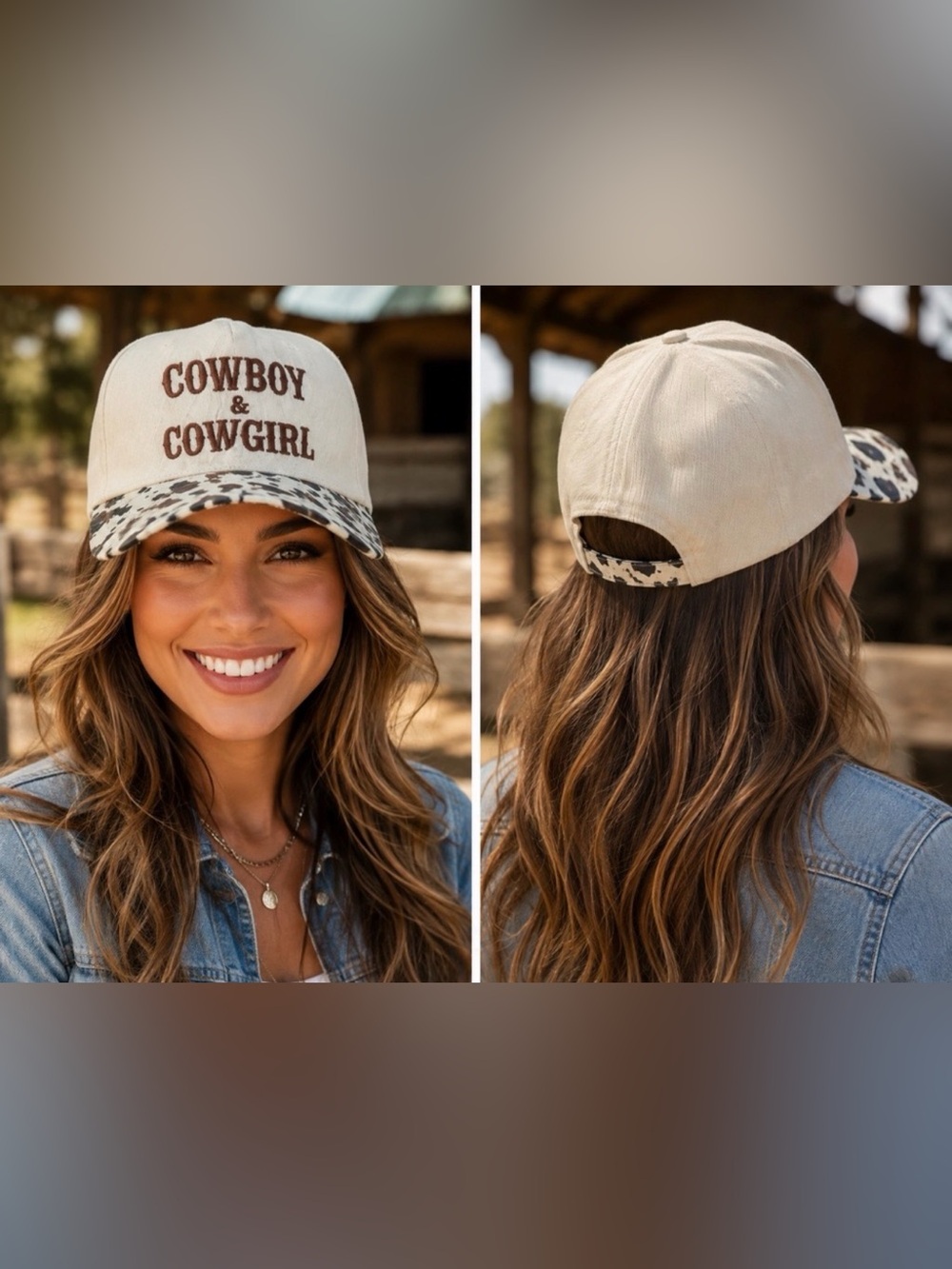 C.C Cream 'Cowboy & Cowgirl' Cap with Leopard-Print Brim